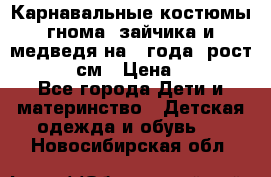 Карнавальные костюмы гнома, зайчика и медведя на 4 года  рост 104-110 см › Цена ­ 1 200 - Все города Дети и материнство » Детская одежда и обувь   . Новосибирская обл.